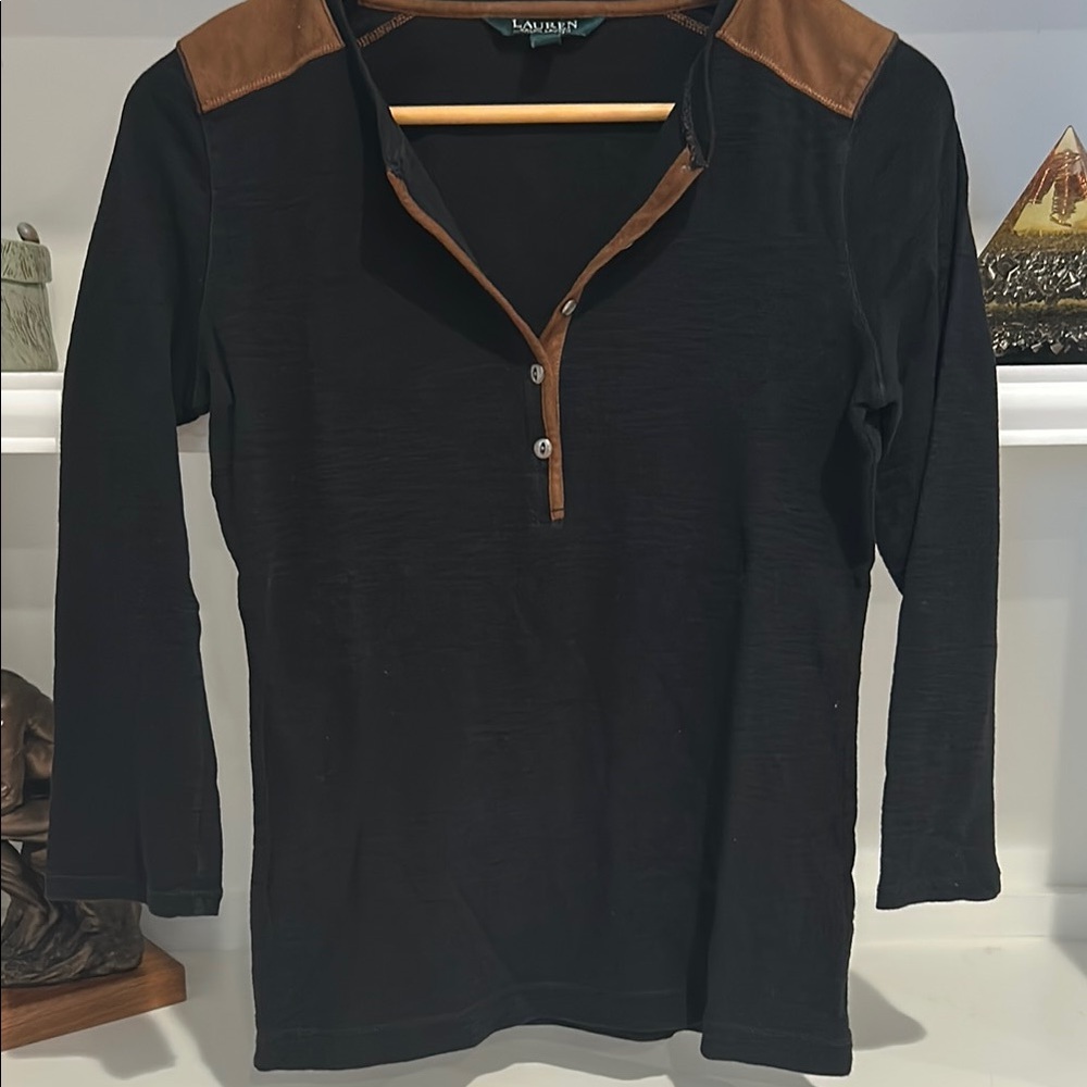 Ralph Lauren Black Shirt with Brown Accents #119